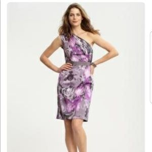 Banana Republic one shoulder purple floral dress